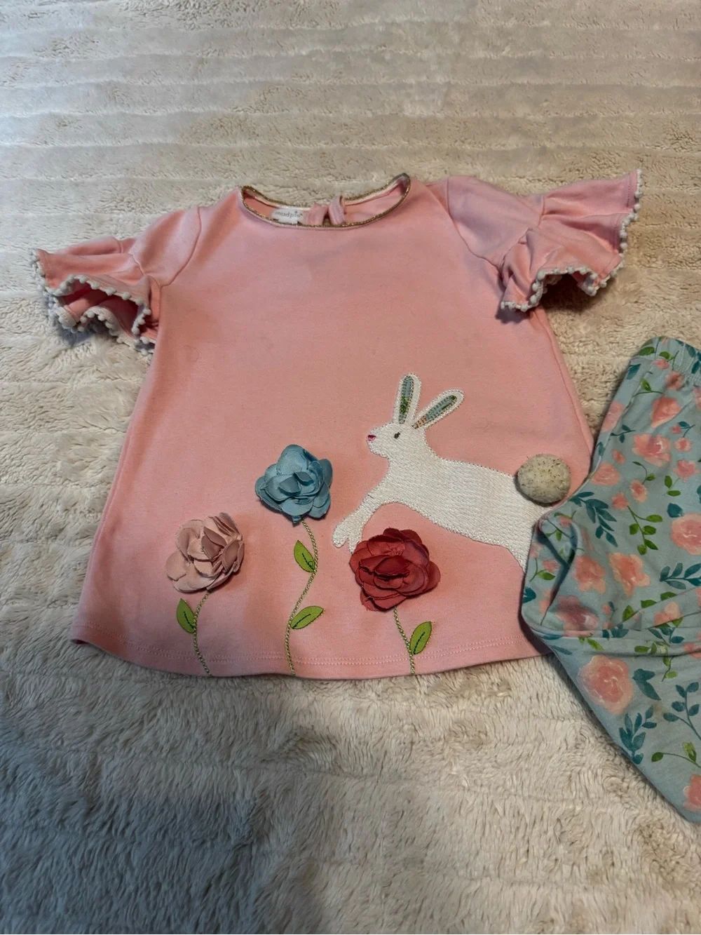 Mud Pie Pastel Pink Bunny & Floral Set